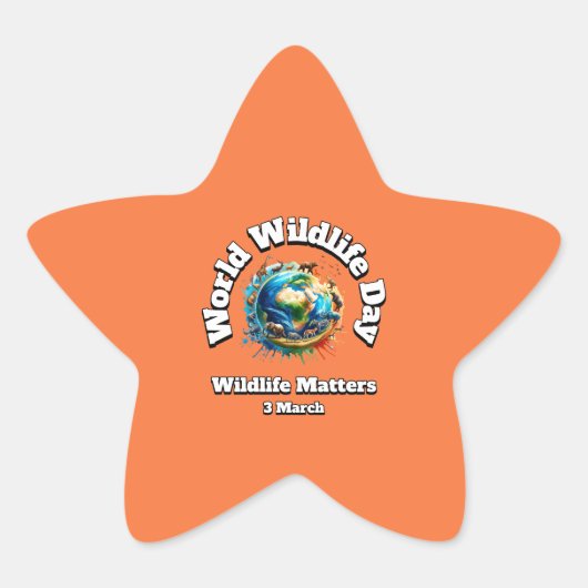 Wildlife Matters. Wereld Natuur Dag (WWD) Ster Sticker (Voorkant)