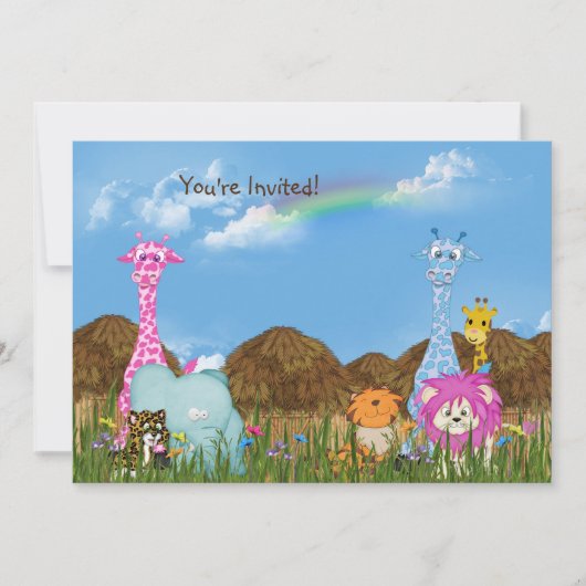 Wildlife Oerwoud Animals Verjaardag Uitnodigen Kaart (Voorkant)