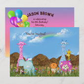 Wildlife Oerwoud Animals Verjaardag Uitnodigen Kaart (Voorkant / Achterkant)