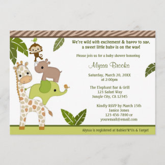Wildlife Oerwoud MONKEY Baby shower nodigt WJC uit Kaart