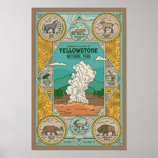 Wildlife of Yellowstone Vintage Poster