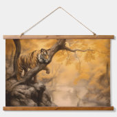 Wildlife Oker olieverfschilderij - Tijger Wachten Hangend Wandkleed (Voorkant)