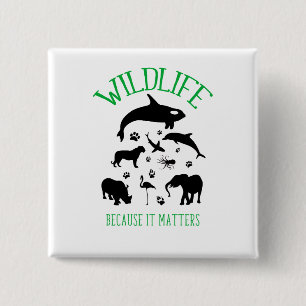Wildlife omdat het van belang is Wild Silhouette B Vierkante Button 5,1 Cm