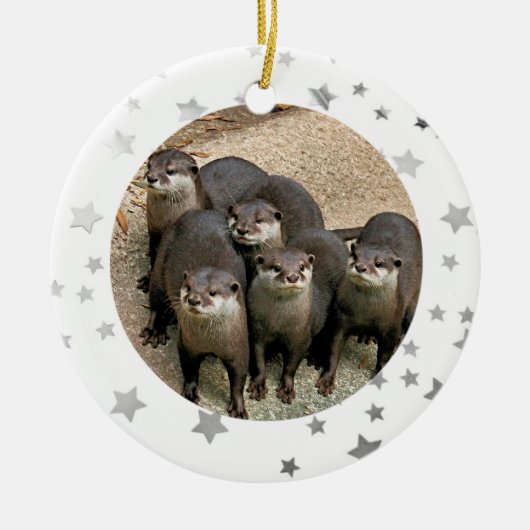 Wildlife Otter Stars kerstversiering Keramisch Ornament (Voorkant)