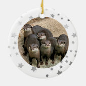 Wildlife Otter Stars kerstversiering Keramisch Ornament (Achterkant)