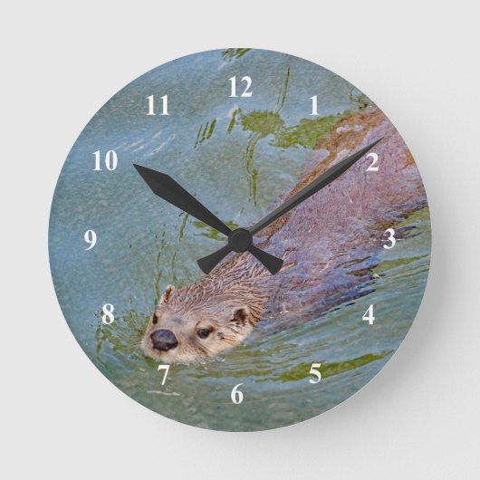Wildlife Otter Swimming Photo Ronde Klok (Voorkant)