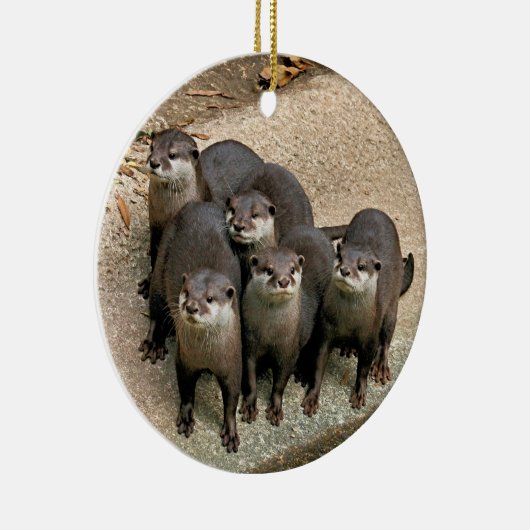 Wildlife Otters kerstversiering Keramisch Ornament (Rechts)