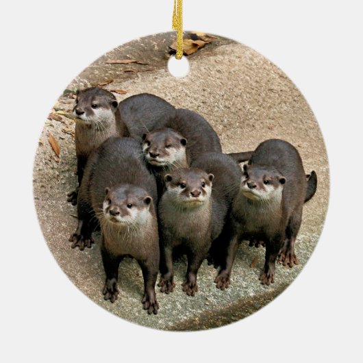 Wildlife Otters kerstversiering Keramisch Ornament (Achterkant)