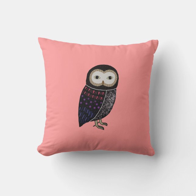 Wildlife Owl Woodland Cute Funny Wild Owl Grafisch Kussen (Voorkant)
