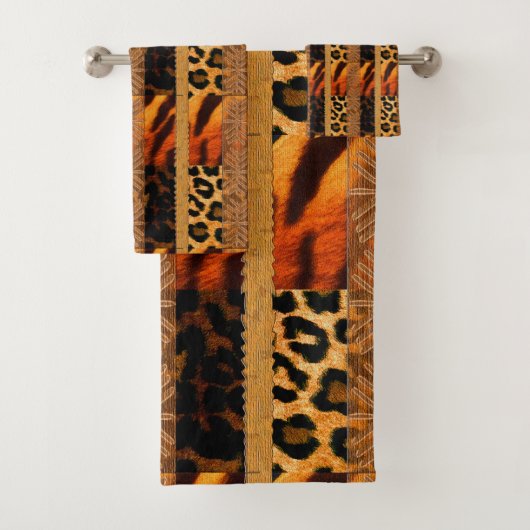 "Wildlife Patchwork Handdoeken": Bad Handdoek (Insitu)