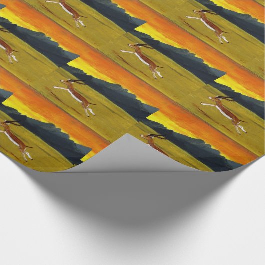 Wildlife Pattern Sunset Gazelle Runing Cadeaupapier (Hoek)