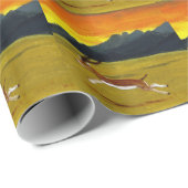 Wildlife Pattern Sunset Gazelle Runing Cadeaupapier (Rol Hoek)