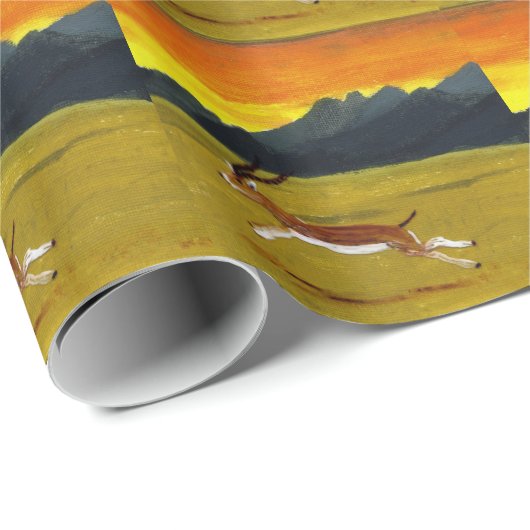 Wildlife Pattern Sunset Gazelle Runing Cadeaupapier (Rol Hoek)