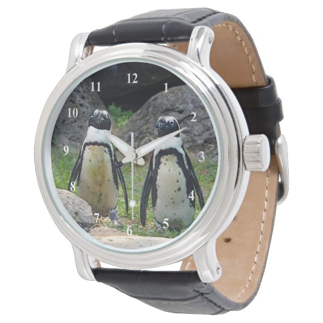 Wildlife Penguin Pair Foto Horloge (Gekanteld)