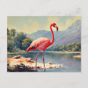 Wildlife Pink Flamingo River Mountain  Briefkaart