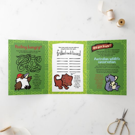 Wildlife Platypus Puzzle Wenskaart Trifold Drieluik Wenskaart (Binnen)