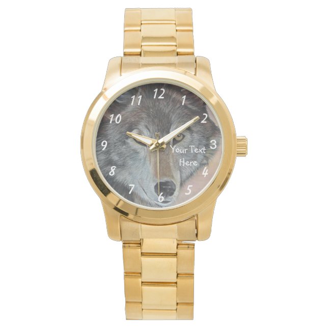 Wildlife Portret afbeelding van de grijze wolf Horloge (Voorkant)