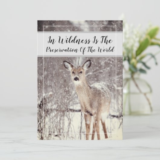 Wildlife Quote Woodland Deer Snow Winter Holiday Feestdagenkaart (Staand voorkant)