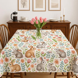 Wildlife Rabbit Pink Floral Pattern Tablecloth Tafelkleed