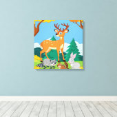 Wildlife Raccoon Chipmunk Rabbit Deer Herfst Lands Canvas Afdruk (Insitu (Houten vloer))