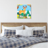 Wildlife Raccoon Chipmunk Rabbit Deer Herfst Lands Canvas Afdruk (Insitu (Slaapkamer))