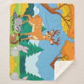 Wildlife Raccoon Chipmunk Rabbit Deer Herfst Lands Sherpa Deken (Voorkant)