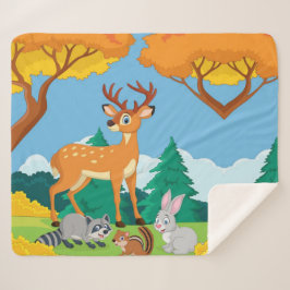 Wildlife Raccoon Chipmunk Rabbit Deer Herfst Lands Sherpa Deken