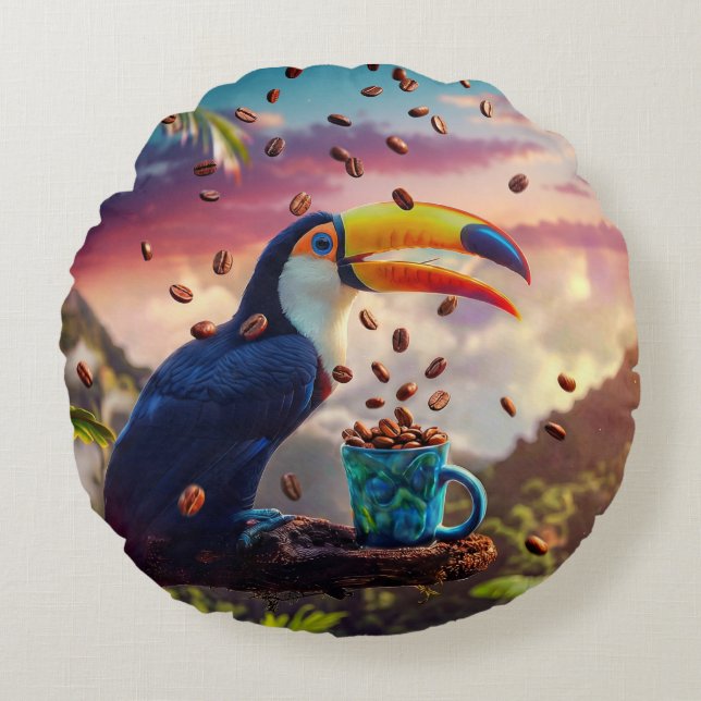 WILDLIFE RAINFOREST TOUCAN ROND KUSSEN (Voorkant)