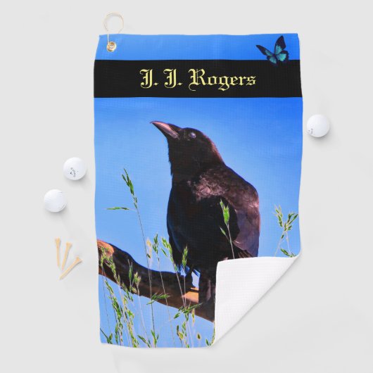 Wildlife Raven Bird Personalized Golfhanddoek (Insitu)