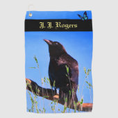Wildlife Raven Bird Personalized Golfhanddoek (Voorkant)