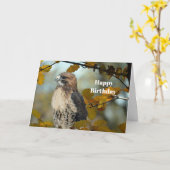 Wildlife Red Tailing Hawk Autumn Foto Birthday Kaart (Gele Bloem)
