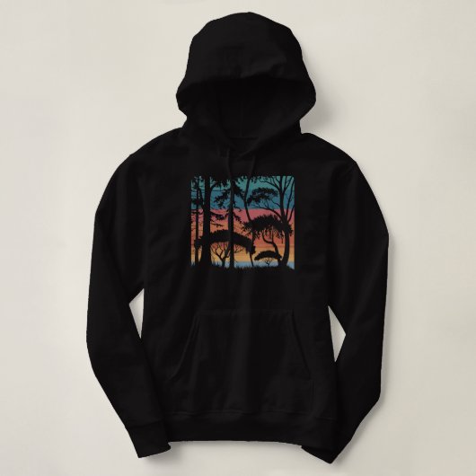 Wildlife  retro zonsondergang bosbomen buiten hoodie (Design voorkant)