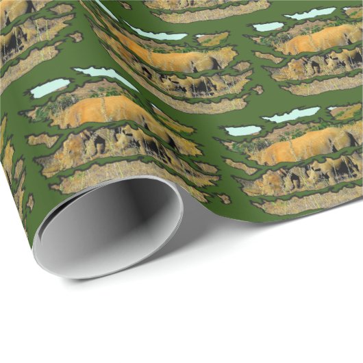 Wildlife Ripped Rhino Reeds Cadeaupapier (Rol Hoek)