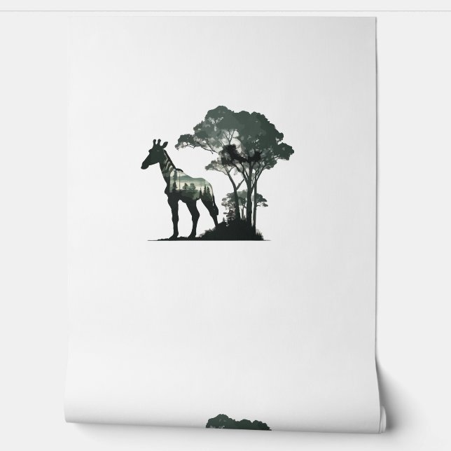 Wildlife Safari Adventure - Giraffe in het bos Behang (Afrollen)