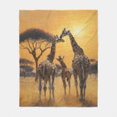 Wildlife Safari Afrikaanse Giraffe Moeder & Baby Fleece Deken (Voorkant)