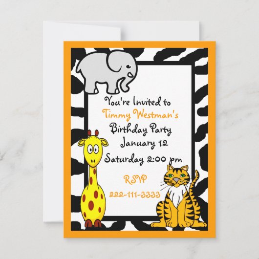 Wildlife Safari Birthday Uitnodiging (Voorkant)