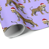 Wildlife Safari Dier Luipaard Santa Hoed Kerstmis Cadeaupapier (Rol Hoek)