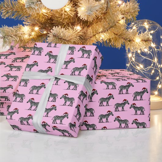 Wildlife Safari Dier Zebra Santa Hoed Kerstmis Cadeaupapier (Feestdagen)