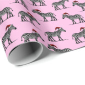 Wildlife Safari Dier Zebra Santa Hoed Kerstmis Cadeaupapier (Rol Hoek)