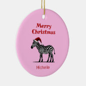 Wildlife Safari Dier Zebra Santa Hoed Kerstmis Keramisch Ornament (Rechts)