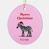 Wildlife Safari Dier Zebra Santa Hoed Kerstmis Keramisch Ornament (Links)