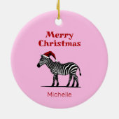 Wildlife Safari Dier Zebra Santa Hoed Kerstmis Keramisch Ornament (Achterkant)