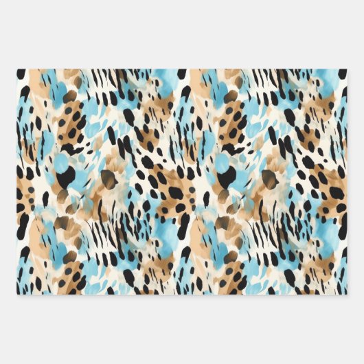 Wildlife Safari Furs Prints Patronen Exotisch Oerw Inpakpapier Vel (Voorkant)