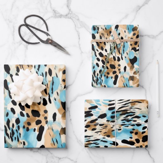 Wildlife Safari Furs Prints Patronen Exotisch Oerw Inpakpapier Vel (Voorkant)