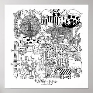 Wildlife Safari Illustratie Poster