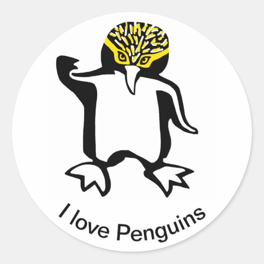 Wildlife - Schattige blij Ik hou van PINGUÏNS - Na Ronde Sticker (Voorkant)