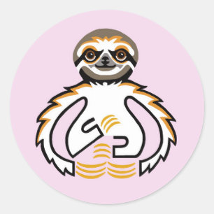 Wildlife -Schattige Drieteend SLOTH -Natuur - Roze Ronde Sticker