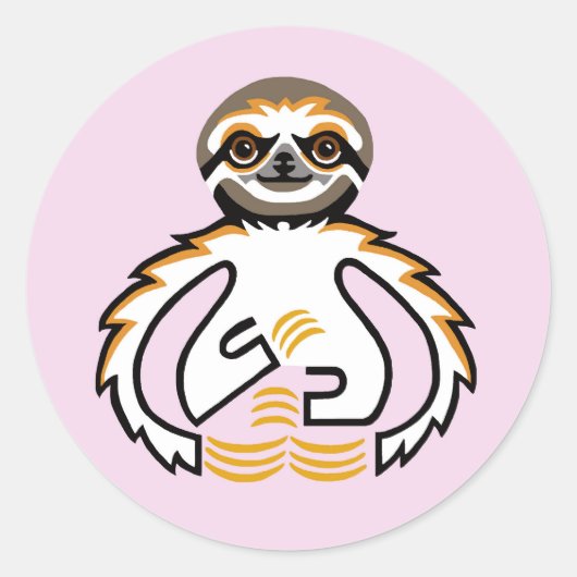 Wildlife -Schattige Drieteend SLOTH -Natuur - Roze Ronde Sticker (Voorkant)