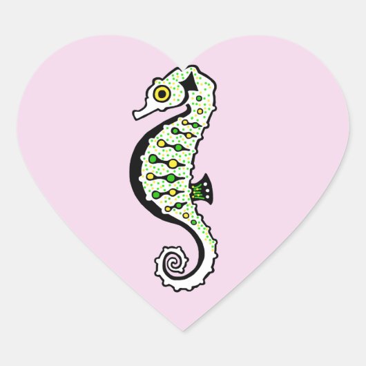 Wildlife - Schattige Ik hou van SEAHORSES - Roze Hart Sticker (Voorkant)