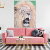 Wildlife schilderij van leeuw brullende grote kat  canvas afdruk (Insitu (Woonkamer))